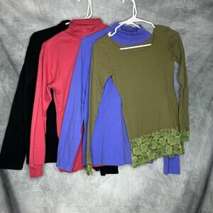 Lot 4 Tops Women Small Medium Turtle Neck Layering Comfy Winter Multicolors